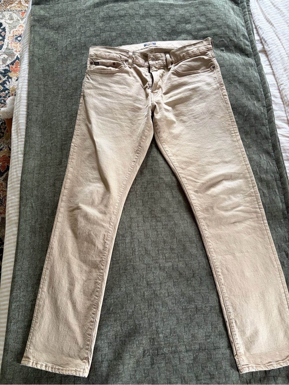 Ralph Lauren Slim Straight Varick Jeans in Light Beige 33/32